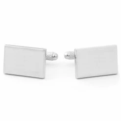 Warren Asher Rectangle Silver-Tone Reverse Style Cufflinks