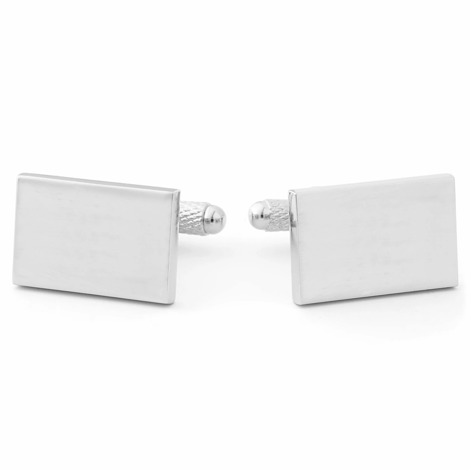 Warren Asher Rectangle Silver-Tone Reverse Style Cufflinks 1 Warren Asher Rectangle Silver-Tone Reverse Style Cufflinks