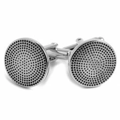 Warren Asher Round Silver-Tone Punched Cufflinks