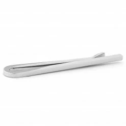 Warren Asher Sleek Silver-Tone Stainless Steel Tie Bar With Detail