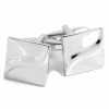 Warren Asher Square Wavy Silver-Tone Cufflinks