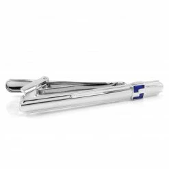 Warren Asher Silver-Tone with Blue Detail Tie Clip