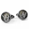 Warren Asher Round Black Mechanical Movement Stainless Steel Cufflinks