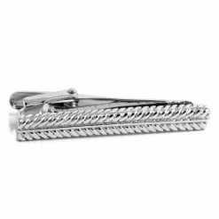 Warren Asher Silver-Tone Braided Pattern Tie Clip