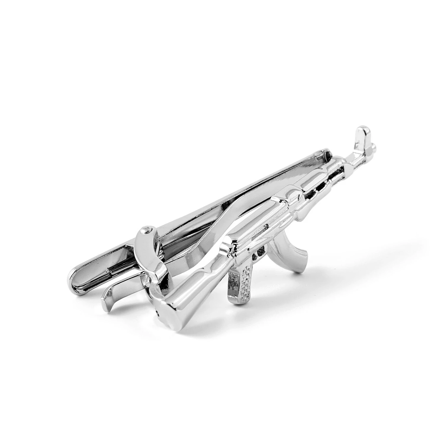 Warren Asher Silver-Tone AK47 Rifle Tie Clip 3 Warren Asher Silver-Tone AK47 Rifle Tie Clip - Image 3