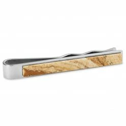 Bohemian Revolt Geo Remix | Silver-Tone & Madagascar Stone Stainless Steel Tie Bar