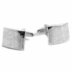 Warren Asher Rectangular Silver-Tone Unique Patterned Cufflinks