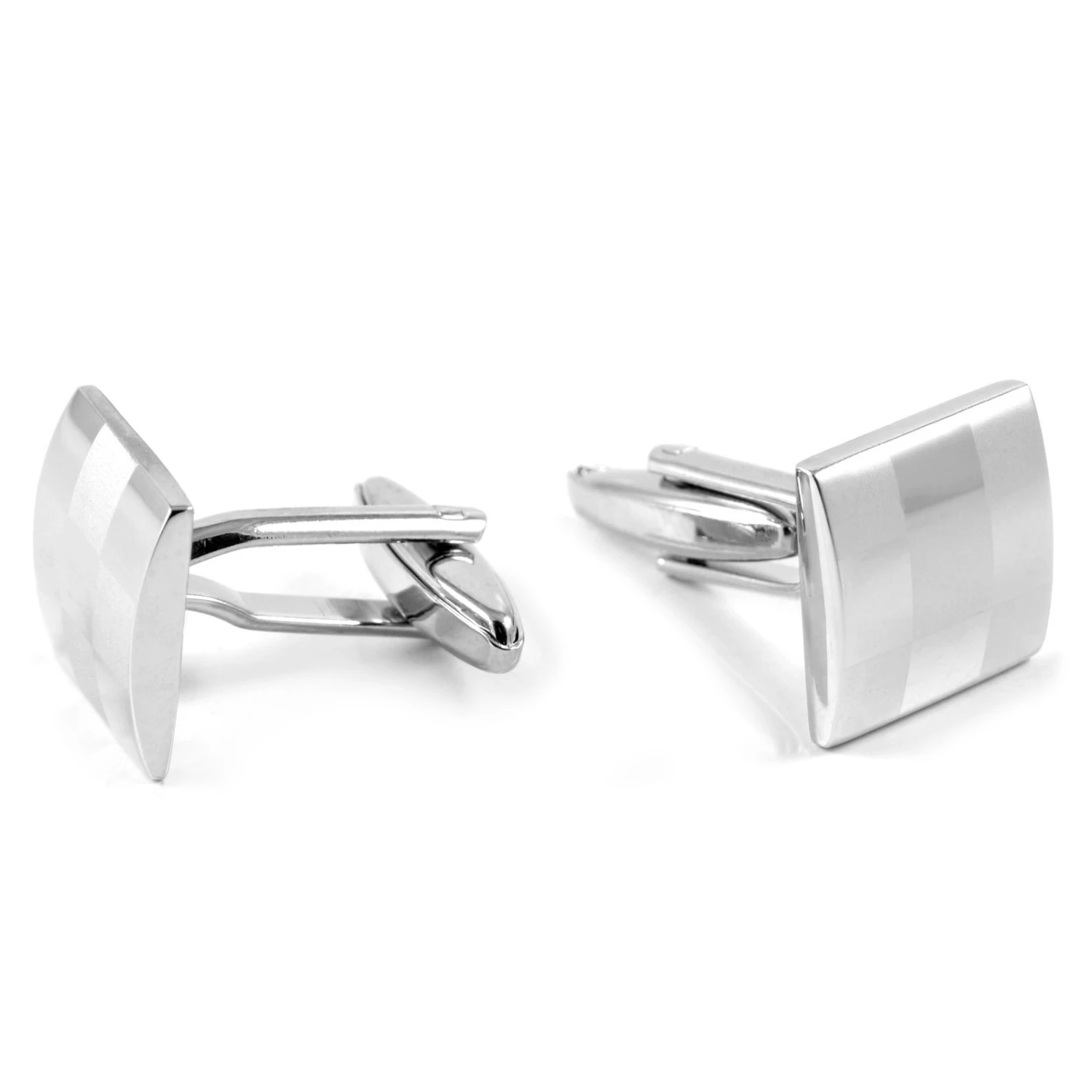 Warren Asher Silver-Tone Checker Cufflinks 2 Warren Asher Silver-Tone Checker Cufflinks - Image 2