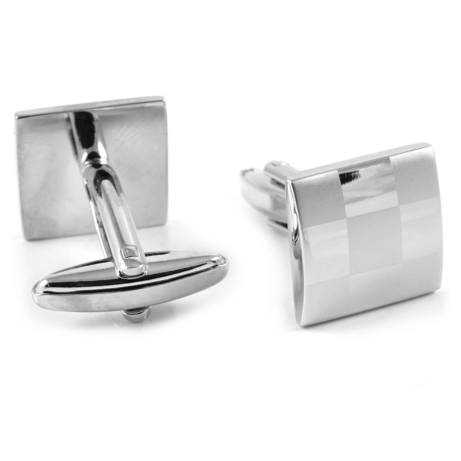 Warren Asher Silver-Tone Checker Cufflinks 3 Warren Asher Silver-Tone Checker Cufflinks - Image 3