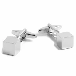 Warren Asher Silver-Tone Cube Cufflinks