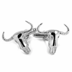 Warren Asher Silver-Tone Steer Head Cufflinks