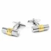 Warren Asher Silver- & Gold-Tone Detail Cylinder Cufflinks