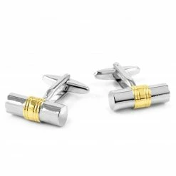 Warren Asher Silver- & Gold-Tone Detail Cylinder Cufflinks