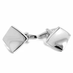 Warren Asher Rhombus Silver-Tone Curved Cufflinks