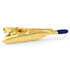 Warren Asher Blue & Gold-Tone Quill Tie Clip