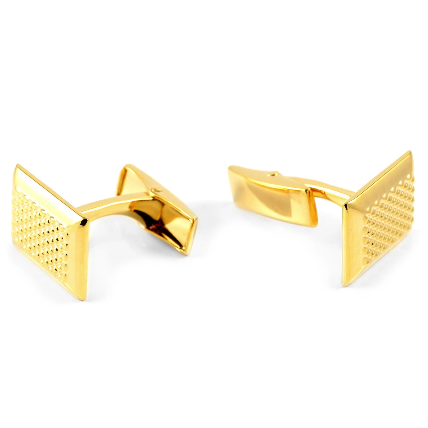 Warren Asher Rectangle Gold-Tone Dotted Cufflinks 3 Warren Asher Rectangle Gold-Tone Dotted Cufflinks - Image 3