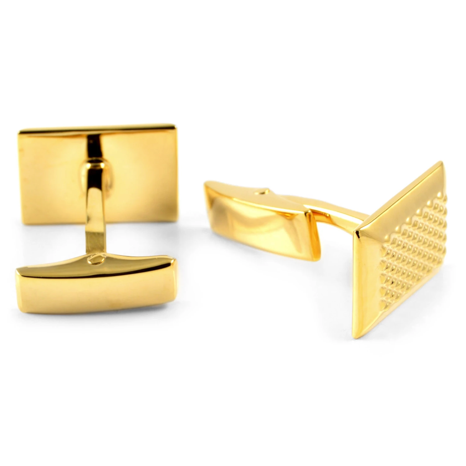 Warren Asher Rectangle Gold-Tone Dotted Cufflinks 2 Warren Asher Rectangle Gold-Tone Dotted Cufflinks - Image 2