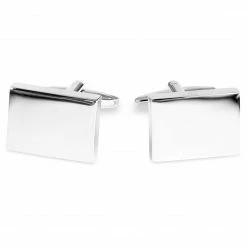 Warren Asher Rectangle Silver-Tone Classic Cufflinks