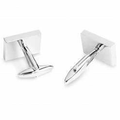 Warren Asher Rectangle Silver-Tone Classic Cufflinks -Cheap TIE CLIPS Store 3817 3 1