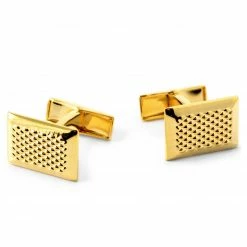 Warren Asher Rectangle Gold-Tone Dotted Cufflinks