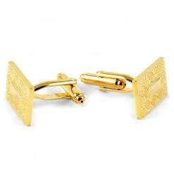 Warren Asher Rectangle Gold-Tone Patterned Cufflinks -Cheap TIE CLIPS Store 39 1 14