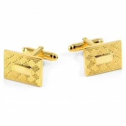 Warren Asher Rectangle Gold-Tone Patterned Cufflinks
