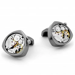 Warren Asher Triangle Mechanical Movement Stainless Steel Cufflinks