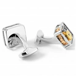 Warren Asher Square Gear Movement Silver- & Gold-tone Stainless Steel Cufflinks -Cheap TIE CLIPS Store 4 1 145