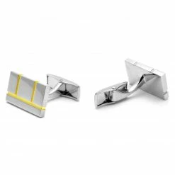 Warren Asher Rectangular Stylish Silver- & Gold-Tone Cufflinks -Cheap TIE CLIPS Store 4 2 76