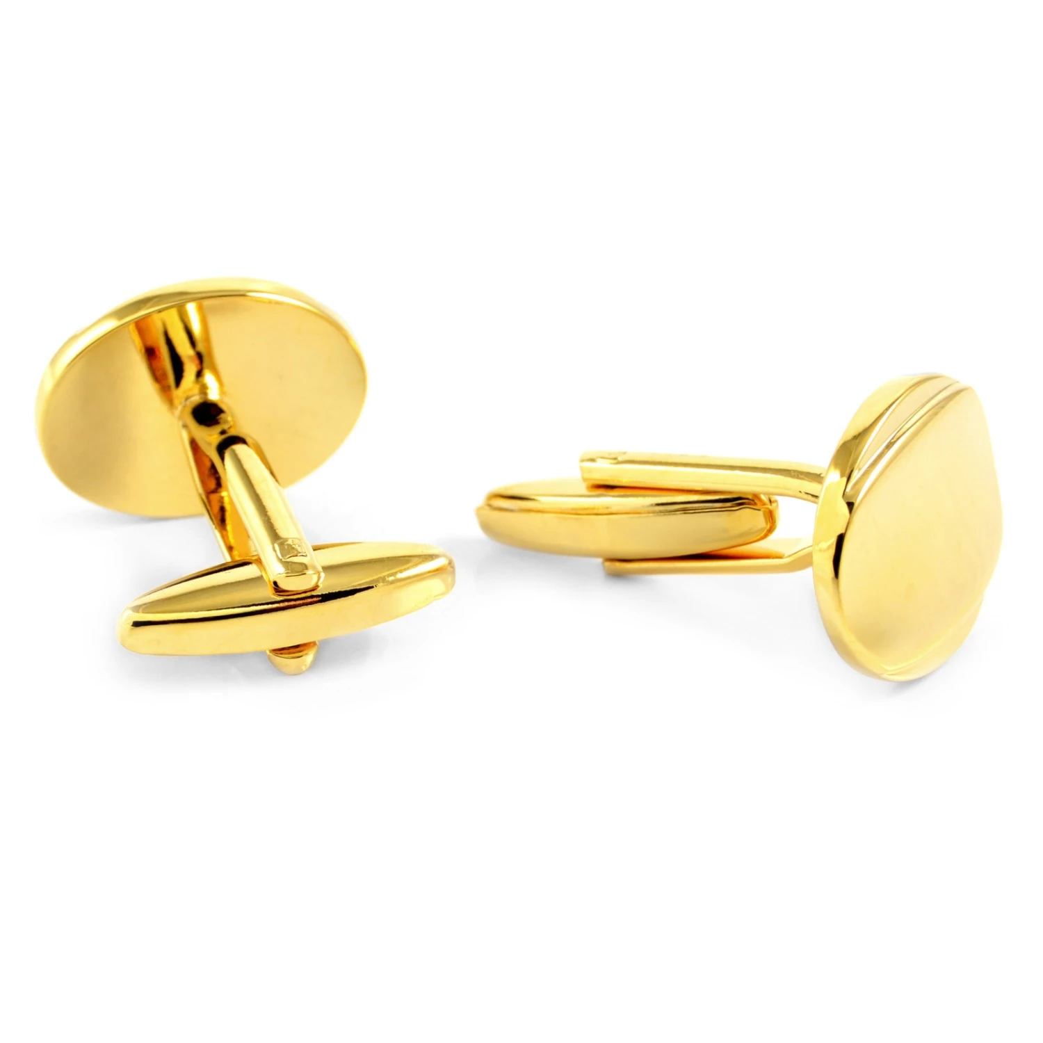 Warren Asher Oval Gold-Tone Shiny Cufflinks 2 Warren Asher Oval Gold-Tone Shiny Cufflinks - Image 2