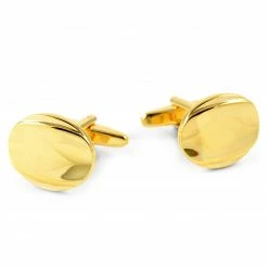 Warren Asher Oval Gold-Tone Shiny Cufflinks