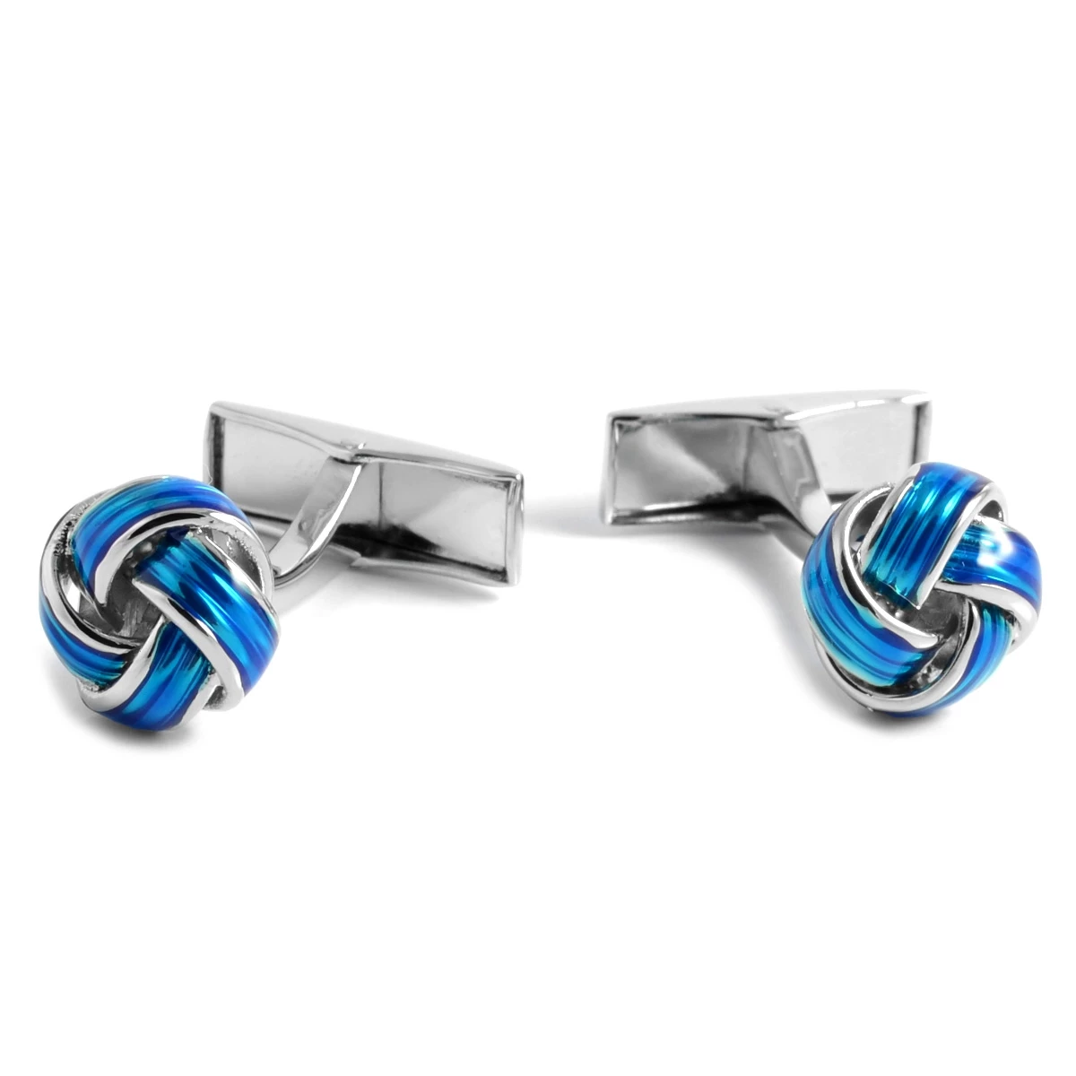 Warren Asher Silver-Tone & Cobalt Blue Twisted Cufflinks 1 Warren Asher Silver-Tone & Cobalt Blue Twisted Cufflinks