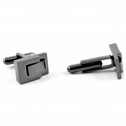 Lucleon Rectangular Gunmetal Stacked Stainless Steel Cufflinks -Cheap TIE CLIPS Store 41 2 7
