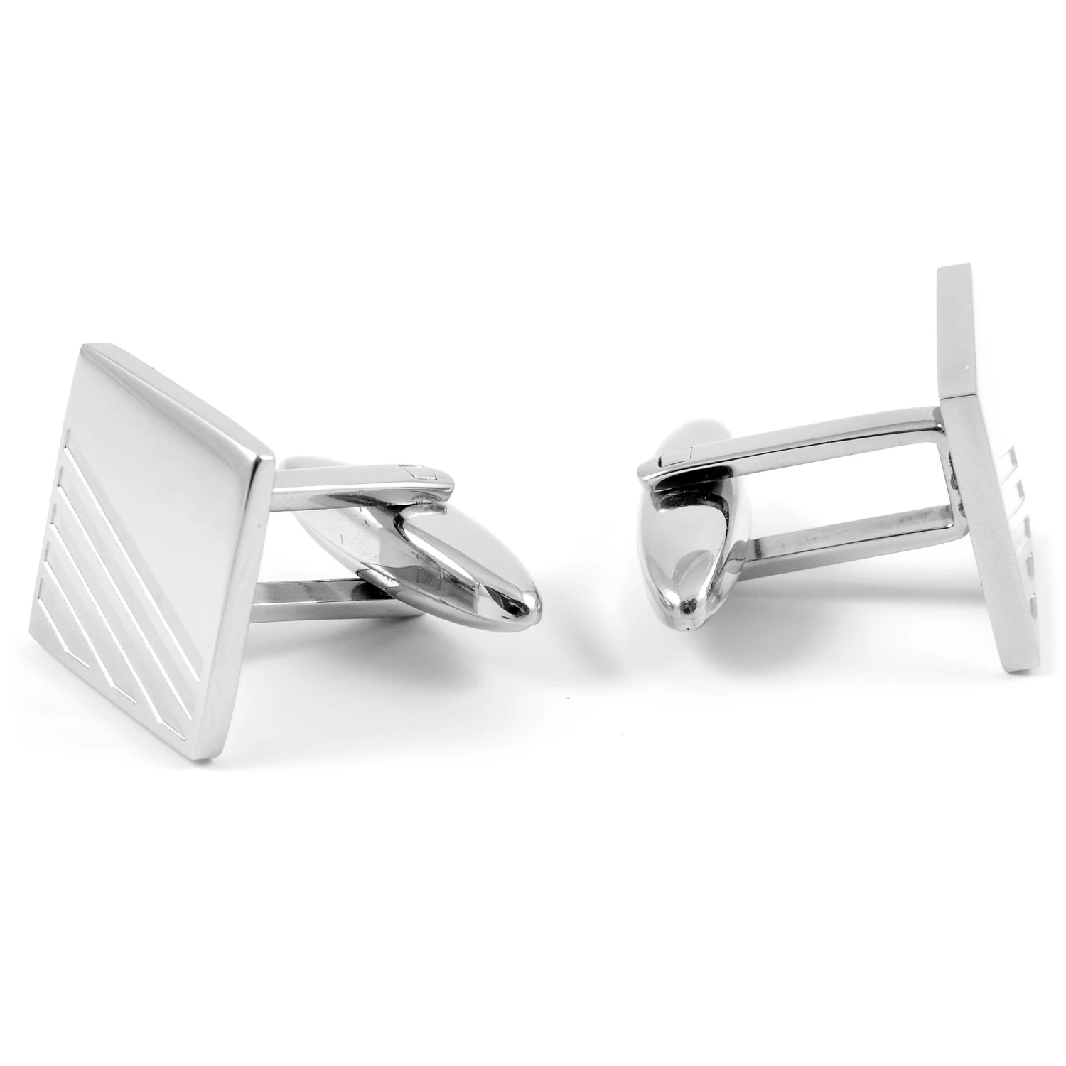 Lucleon Rectangle Silver-Tone Stylish Stainless Steel Cufflinks 3 Lucleon Rectangle Silver-Tone Stylish Stainless Steel Cufflinks - Image 3