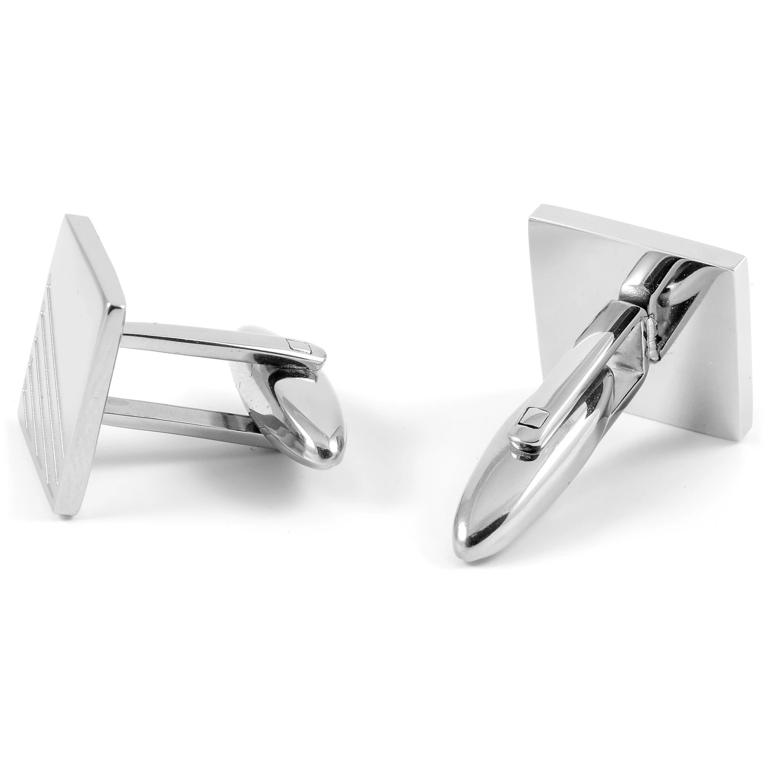 Lucleon Rectangle Silver-Tone Stylish Stainless Steel Cufflinks 2 Lucleon Rectangle Silver-Tone Stylish Stainless Steel Cufflinks - Image 2