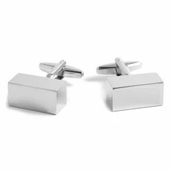 Warren Asher Rectangle Silver-Tone Robust Cufflinks