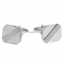 Warren Asher Square Silver-Tone Stylish Divided Cufflinks