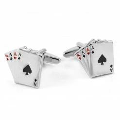 Warren Asher Silver-Tone Poker Cufflinks