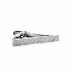 Warren Asher Short Silver-Tone Multi-Line Tie Clip