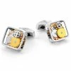 Warren Asher Square Gear Movement Silver- & Gold-tone Stainless Steel Cufflinks