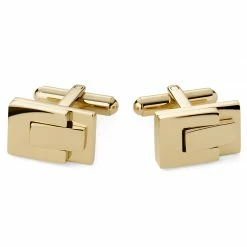 Lucleon Gold-Tone Stacked Stainless Steel Cufflinks
