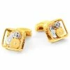 Warren Asher Square Gold-Tone Watch Movement Stainless Steel Cufflinks