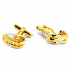 Warren Asher Gold-Tone Cut Twisted Cufflinks