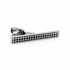 Warren Asher Black & Silver-Tone Dotted Harlequin Tie Clip