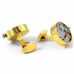 Warren Asher Round Gold- & Silver-Tone Mechanical Movement Stainless Steel Cufflinks -Cheap TIE CLIPS Store 6 1 72 2 32