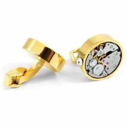 Warren Asher Round Gold- & Silver-Tone Mechanical Movement Stainless Steel Cufflinks -Cheap TIE CLIPS Store 6 2 47 2 27