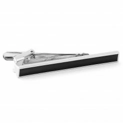 Warren Asher Black & Silver-Tone Brass Blackboard Tie Clip