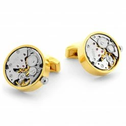 Warren Asher Round Gold- & Silver-Tone Mechanical Movement Stainless Steel Cufflinks