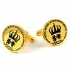 Warren Asher Round Gold-Tone & Black Secret Service Cufflinks