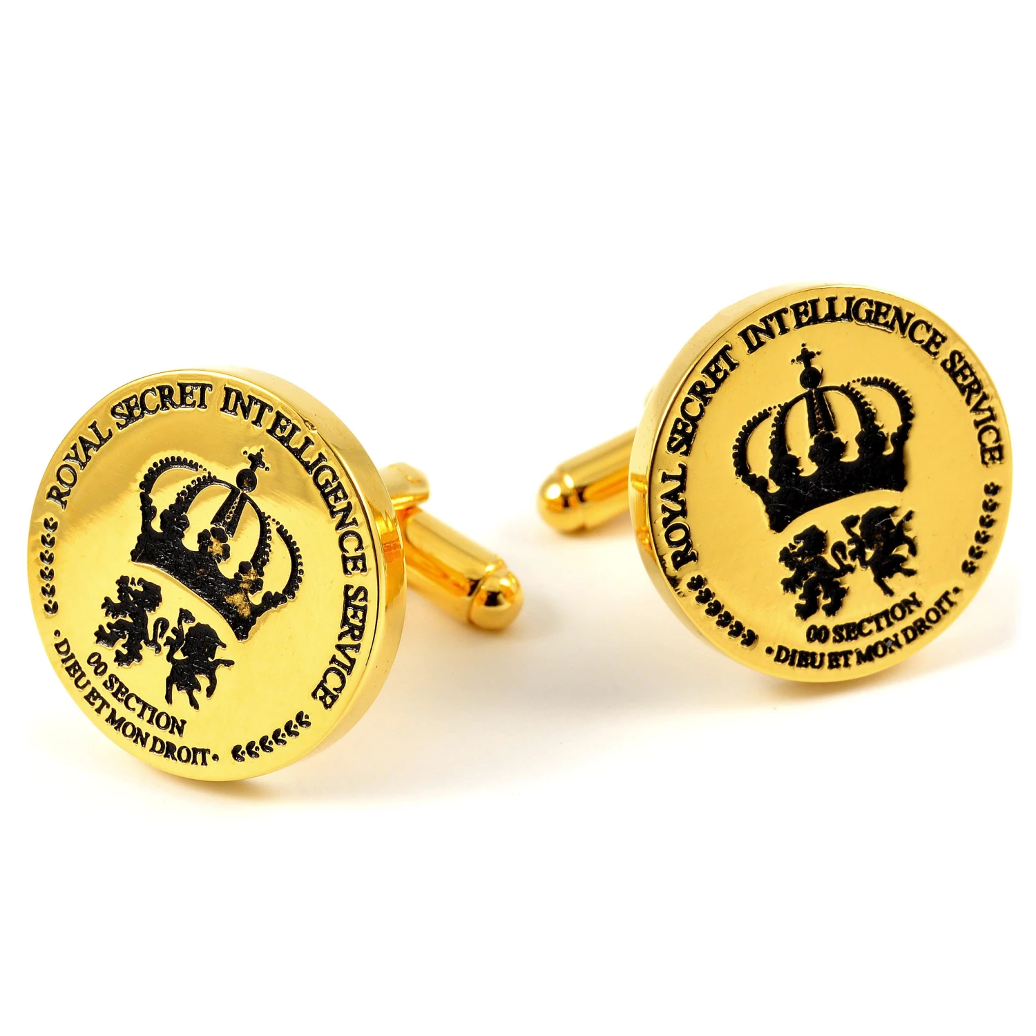 Warren Asher Round Gold-Tone & Black Secret Service Cufflinks 1 Warren Asher Round Gold-Tone & Black Secret Service Cufflinks